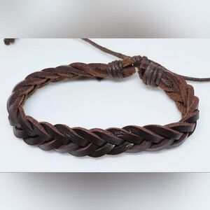 Men's bracelet leather‎ braided brown new d91